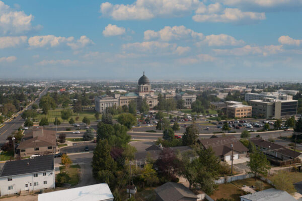 Aerial view of Helena, Montana and the state capitol