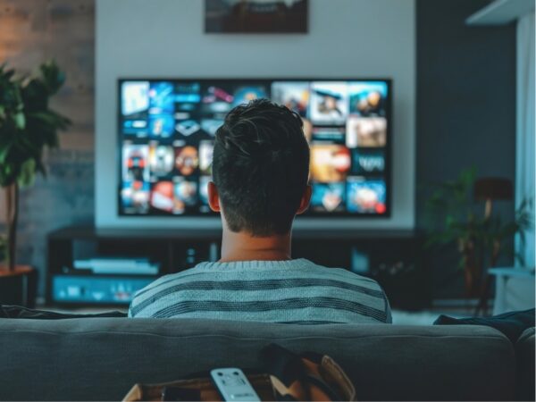 Person browsing on their television