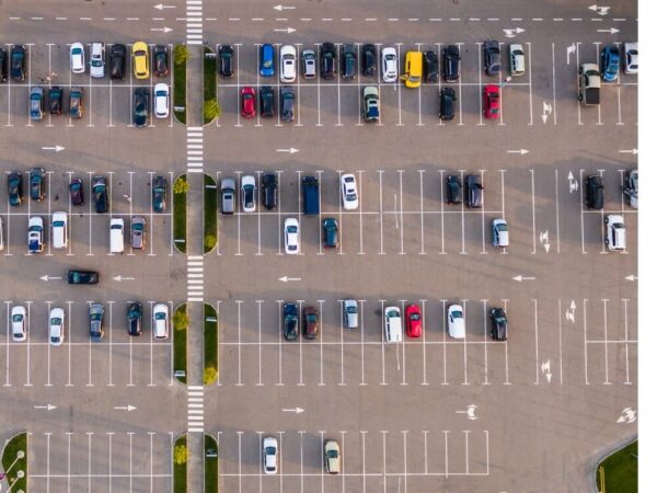 aerial view municipal parking lot enforcement