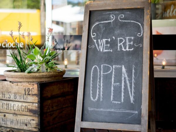 small business open sign chalkboard storefront